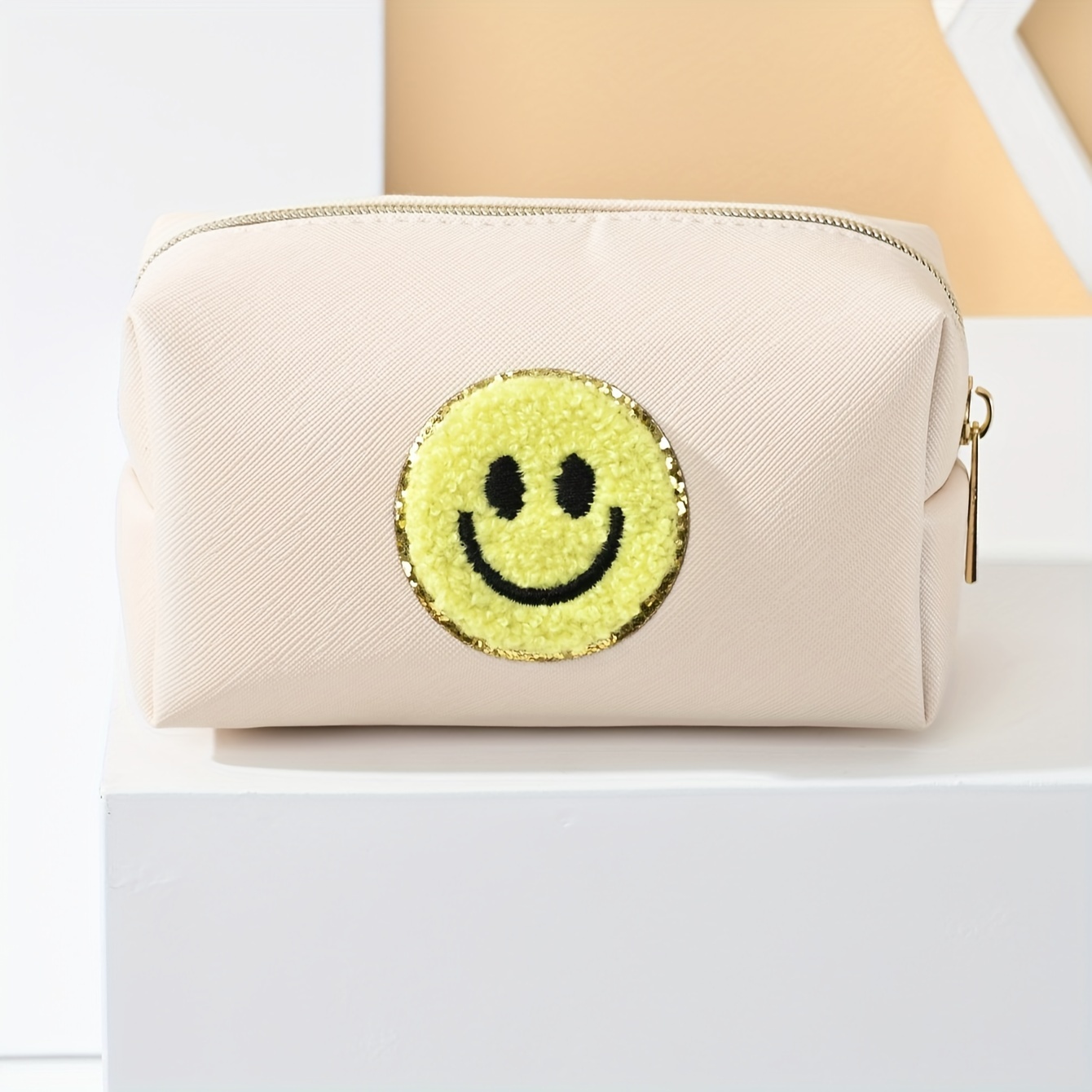 

Smiling Face Pattern Makeup Bag Portable Zipper Travel Toiletry Bag Cosmetic Storage Bag