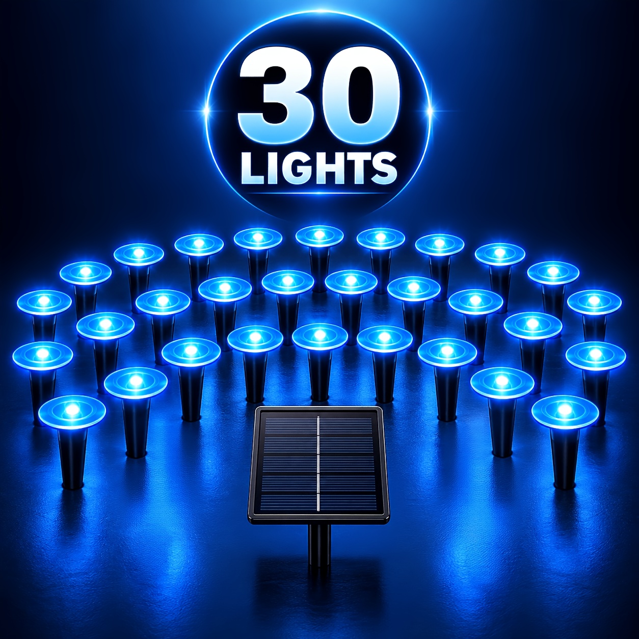 TEMU 30 Led Solar Pathway Stake Lights, Solar Powered Outdoor Ground Lights, Ip65 Landscape Walkway Lighting, Multi Color Options For Lawn, Yard,