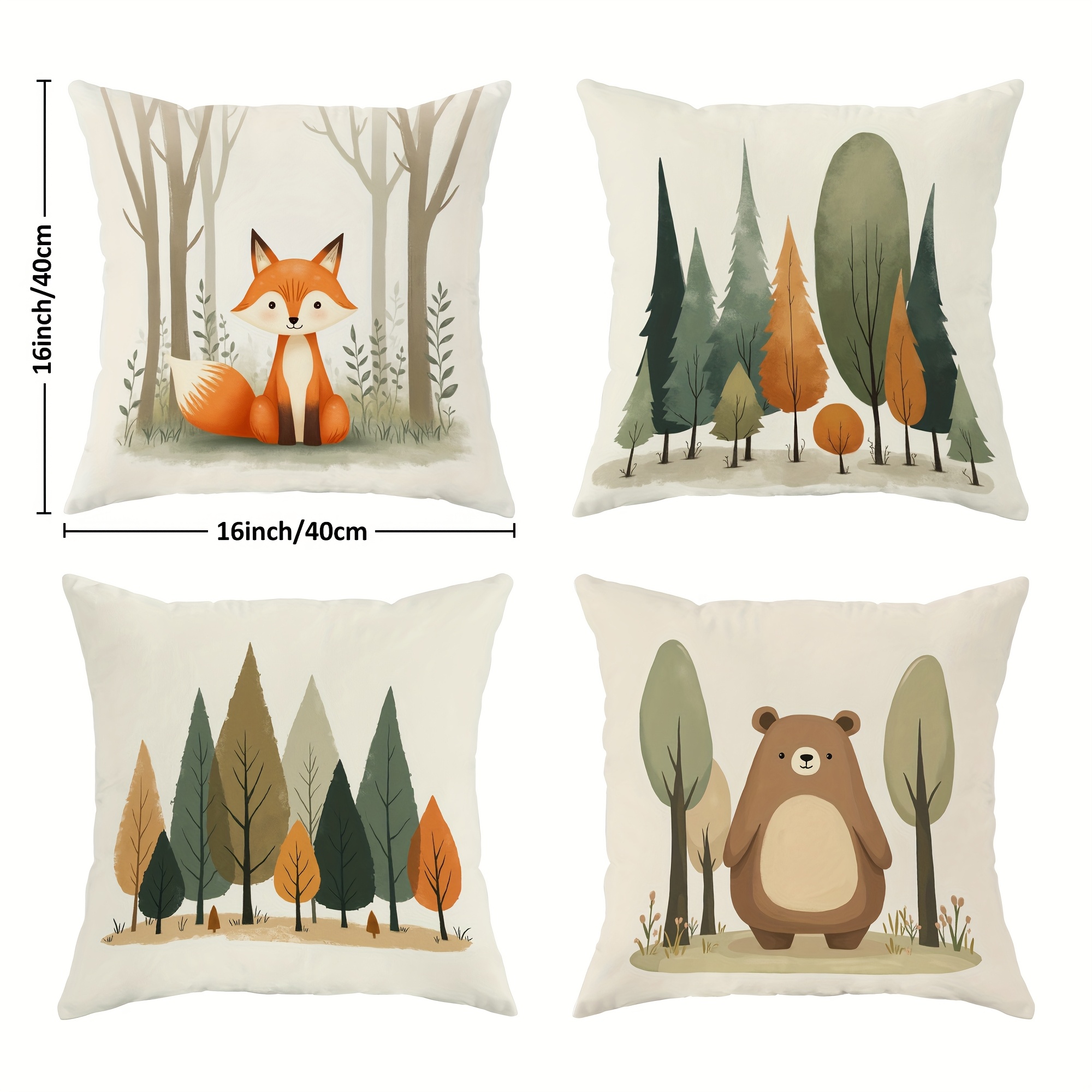 TEMU Ensemble de 4 housses de coussin décoratives représentant des animaux de la forêt comme et les , conçues pour et l'été. Ces housses modernes de