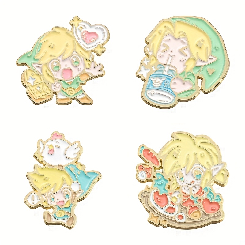TEMU 4 Cartoon Brooches Creative Cute Anime Badge Accessories
