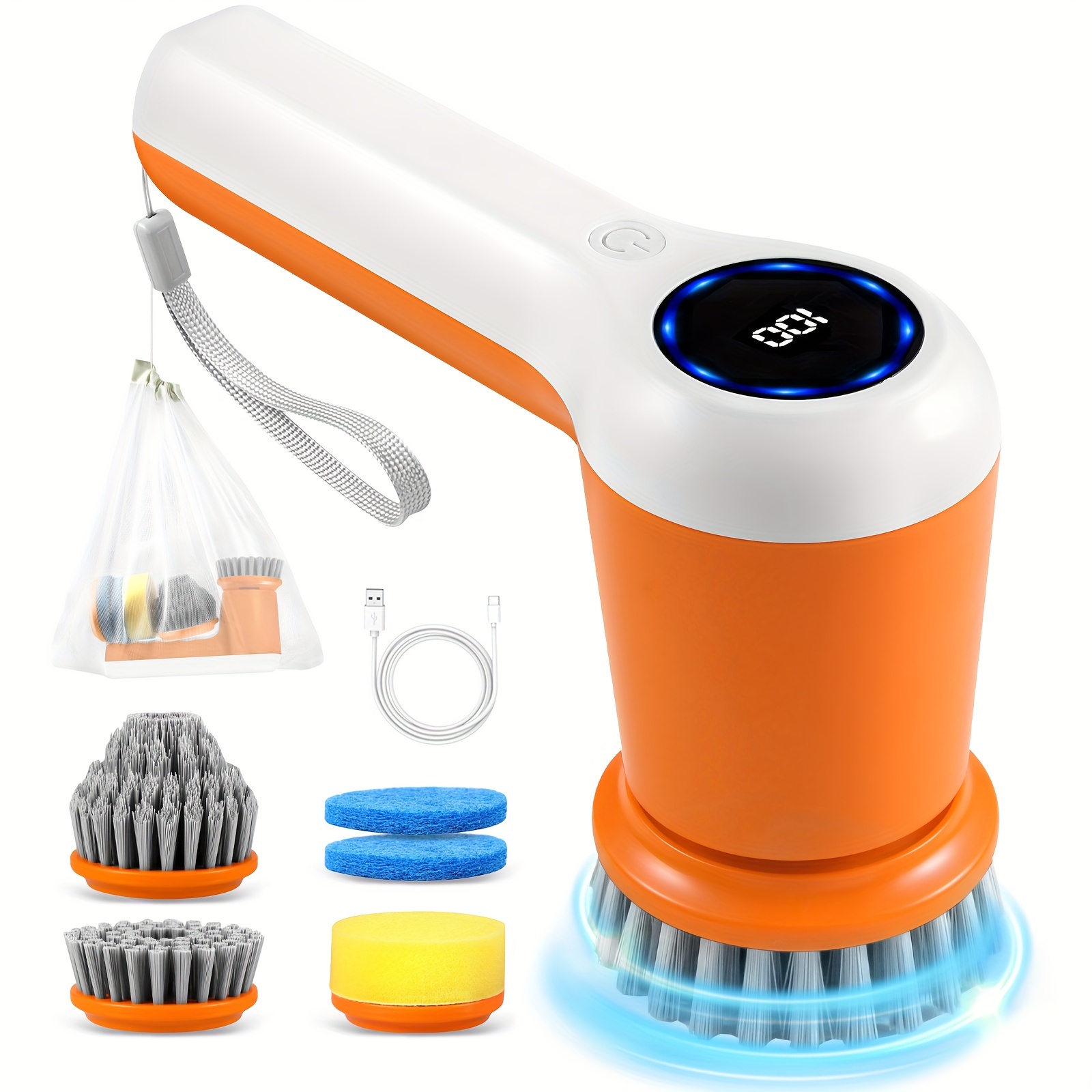 

Electric Spin Scrubber, 2024 New Electric Scrubber For Bathroom, 5 Replaceable Heads, Led Display, Handheld Spin Scrubber, Power Shower Scrubber For Cleaning Tile/grout/tub/stove/car/windows