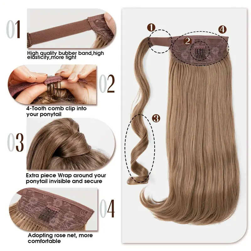 straight hair ponytail extension with combs brand suitable for white women stylish and durable details 4