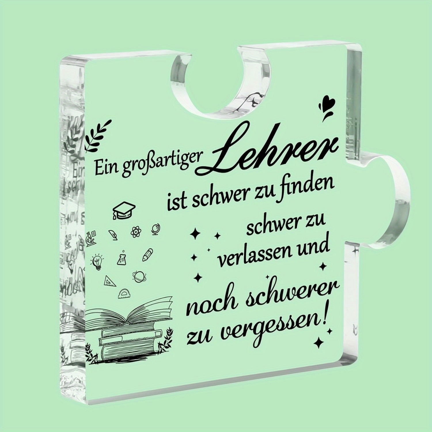 E-shop [2D Flat] Lehrertagsgeschenke, inklusive einer gravierten Acrylplakette in Puzzelform, als Ruhestands- oder Dankesgeschenk, auch geeignet als