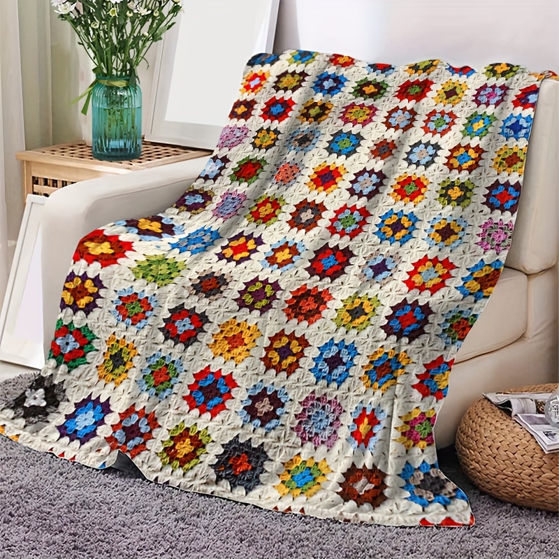 

1pc Contemporary Floral Weave Flannel Throw Blanket, Soft Polyester Knit Fabric, Multipurpose 250-300gsm , , Ideal For Sofa, Bed, Travel, Office Decor, Adult Gift