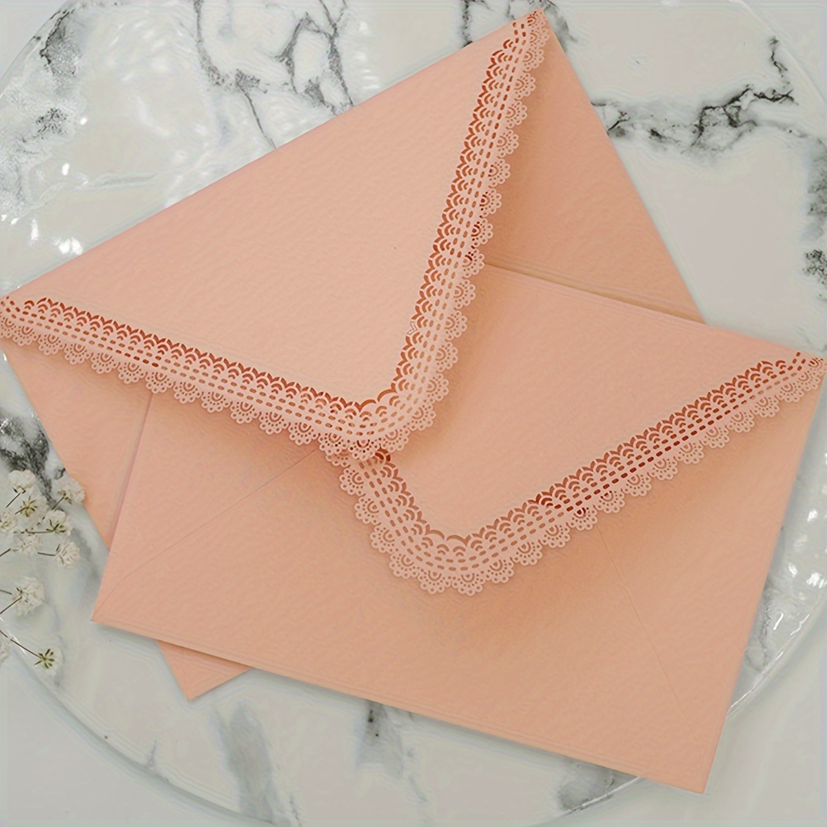 TEMU 2pcs Elegant Carved Lace Triangle Envelopes For Letters, Invitations, Greeting Cards, Wedding Invitations - , Thanksgiving, Weddings, Birthdays,