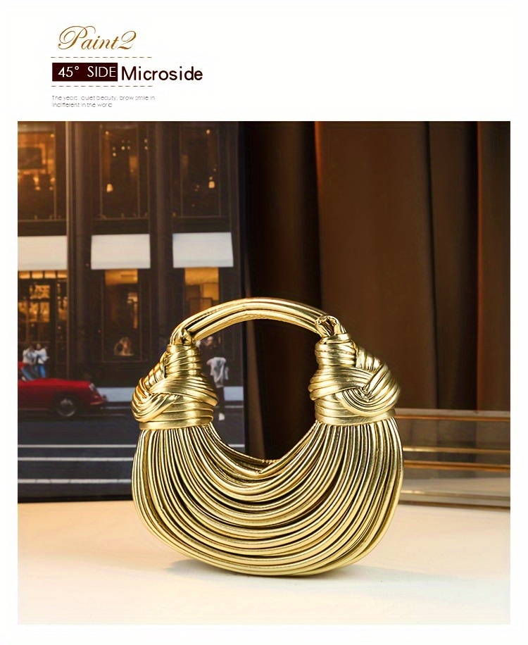 Glossy Trendy Design Sense Handmade Dumpling Bag Hand-Held Crossbody Bag Knotted Rope Noodles Bag Fashionable Personality Female Bag