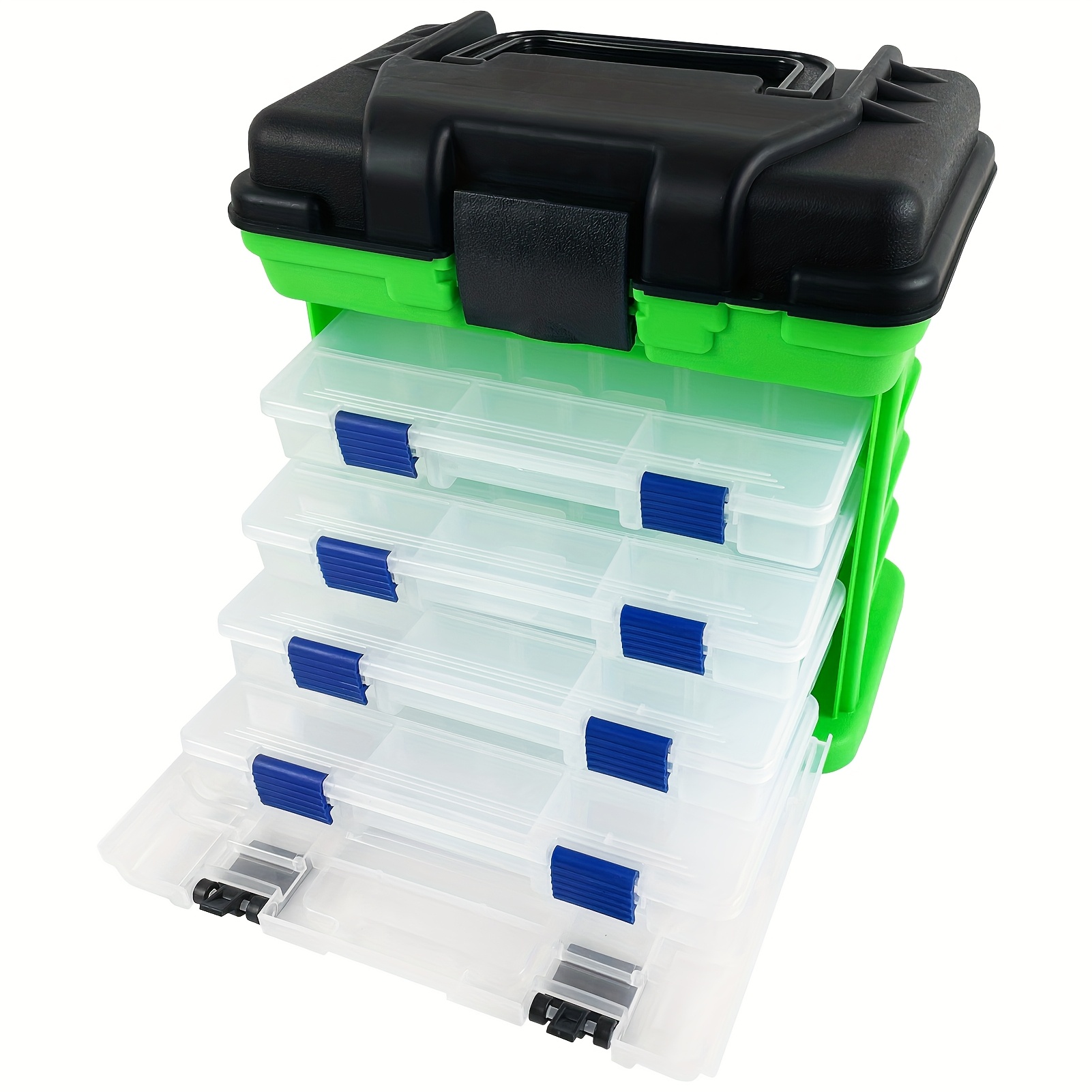 TEMU Fishing Tackle Box Kit Portable 4 Layers Fishing Accessory Box Case, Fishing Tackle Storage For Saltwater & Freshwater