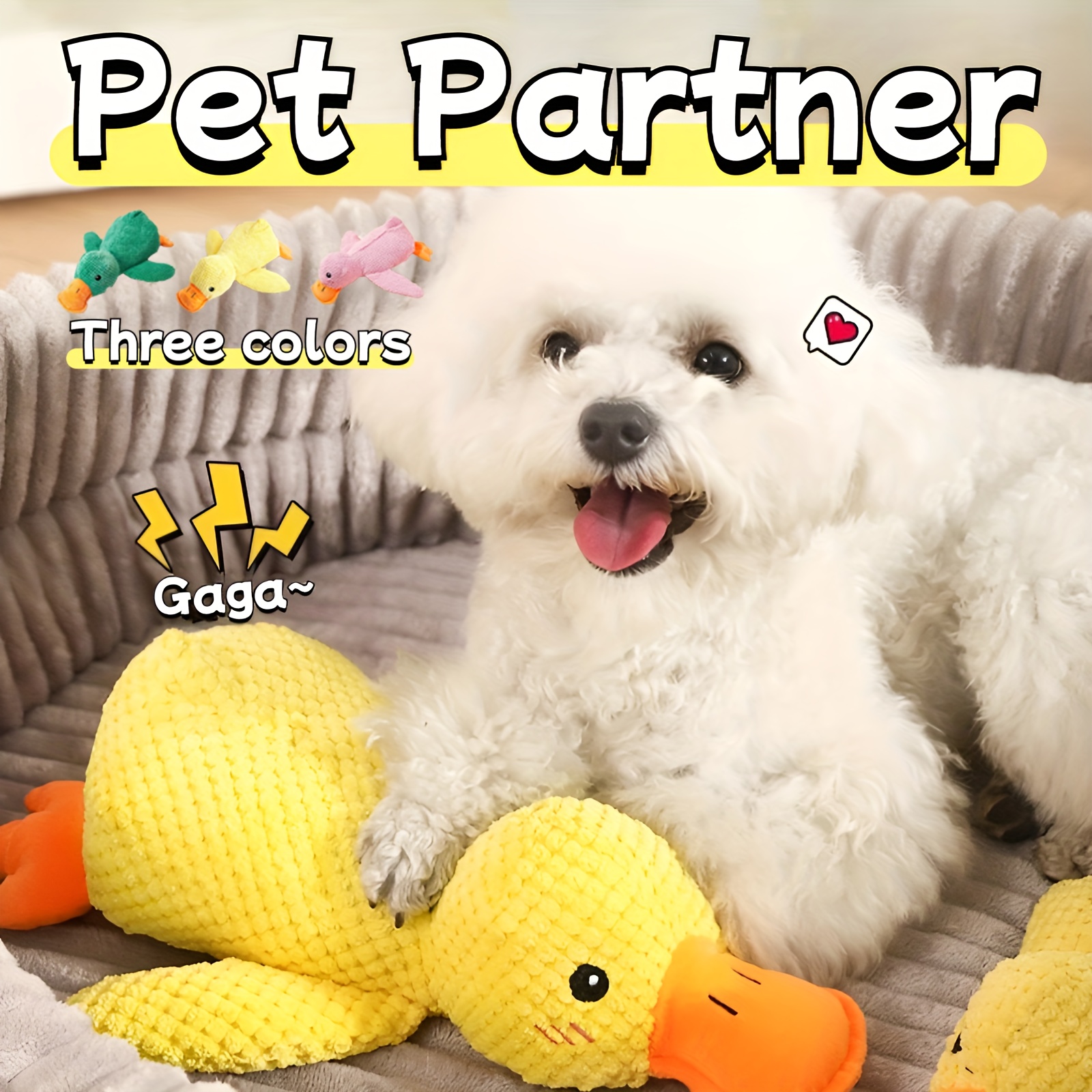 Interactive Yellow Duck Doll with Squeaking Sound for Pets