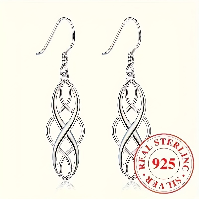 

925 Sterling Silver Anti Allergy Earrings With Hollowed Out Pendant Earrings, Elegant And , Daily Casual Wear