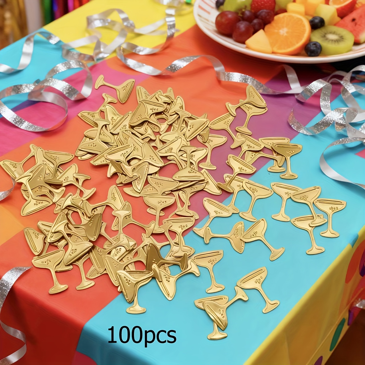 100pcs Confetti, Golden Goblet Decorative Paper, Suitable For Party Activities, Birthday Celebrations, Christmas Decorations, New Year Decorations, For Christmas, Halloween