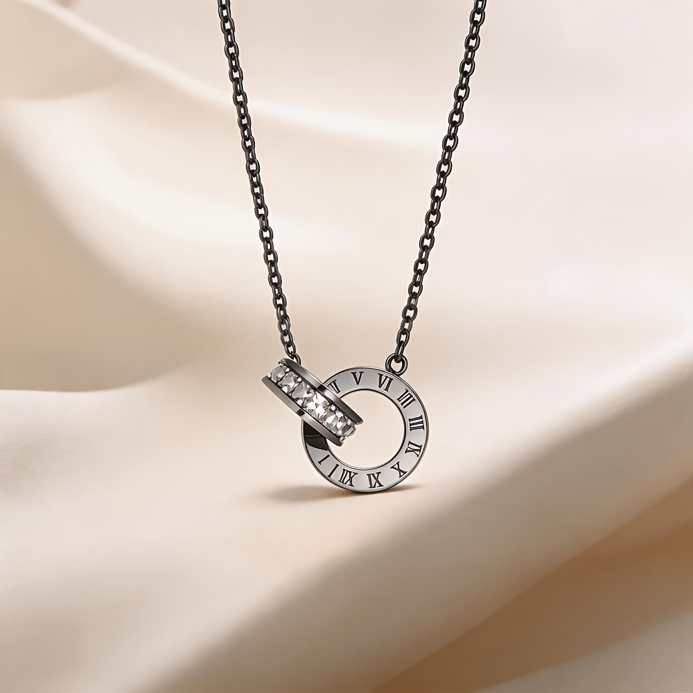 Women's Dual Interwoven Circular Necklace in Hypoallergenic Stainless Steel