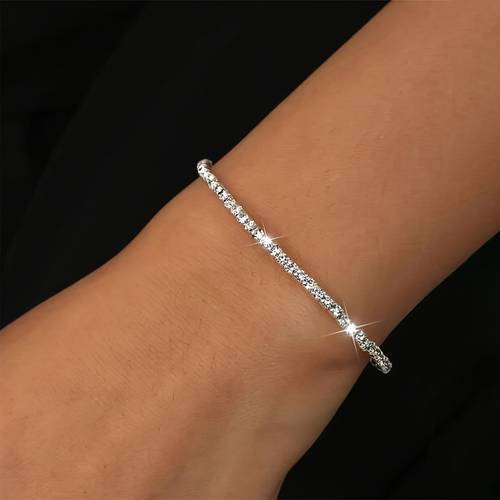 1 pulsera de cadena de tenis con rhinestones para mujer, para atuendos casuales