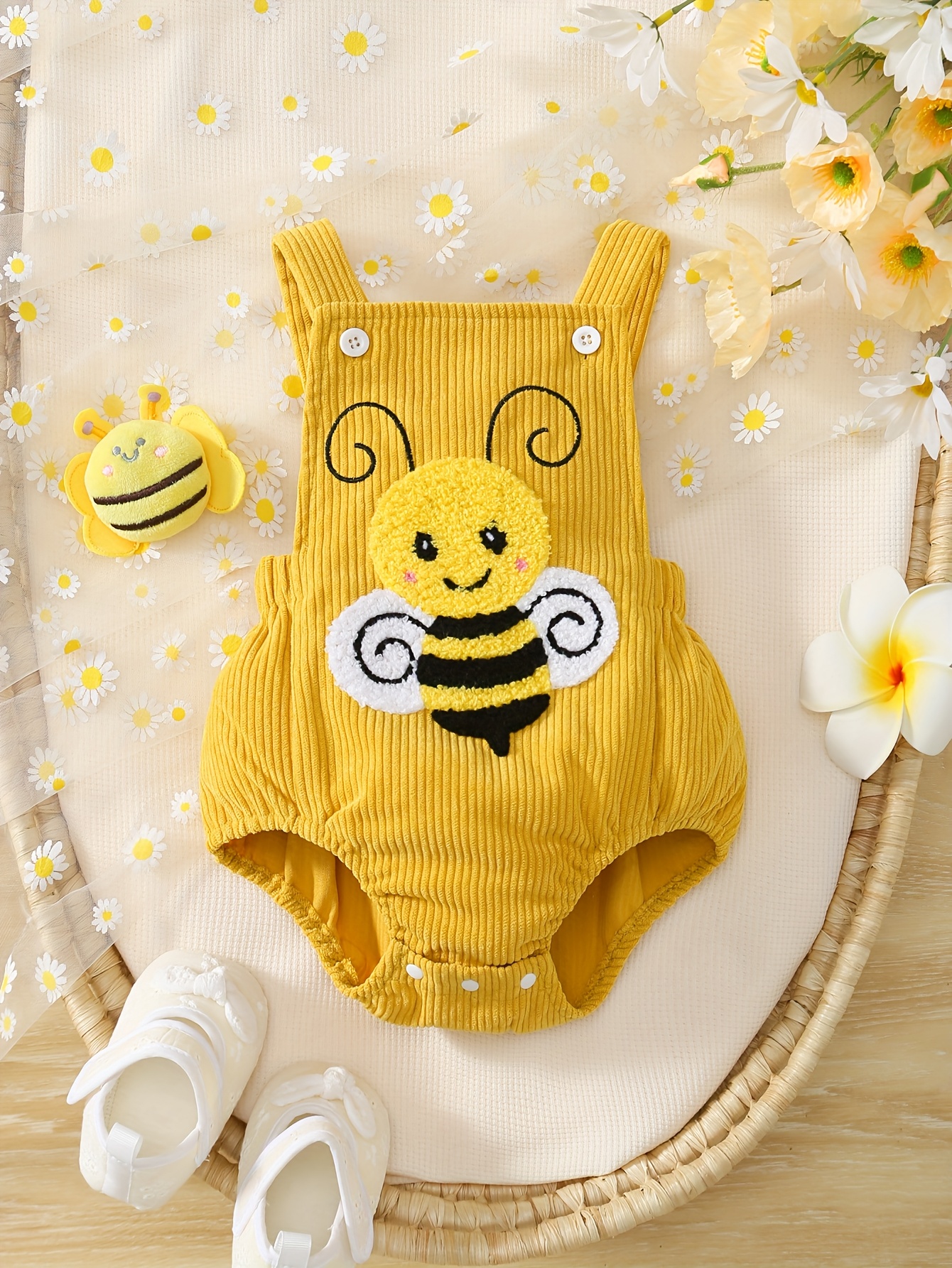 white christmas dresses Baby Girls Criss Cross Bee Dress & Hat Set main image 1