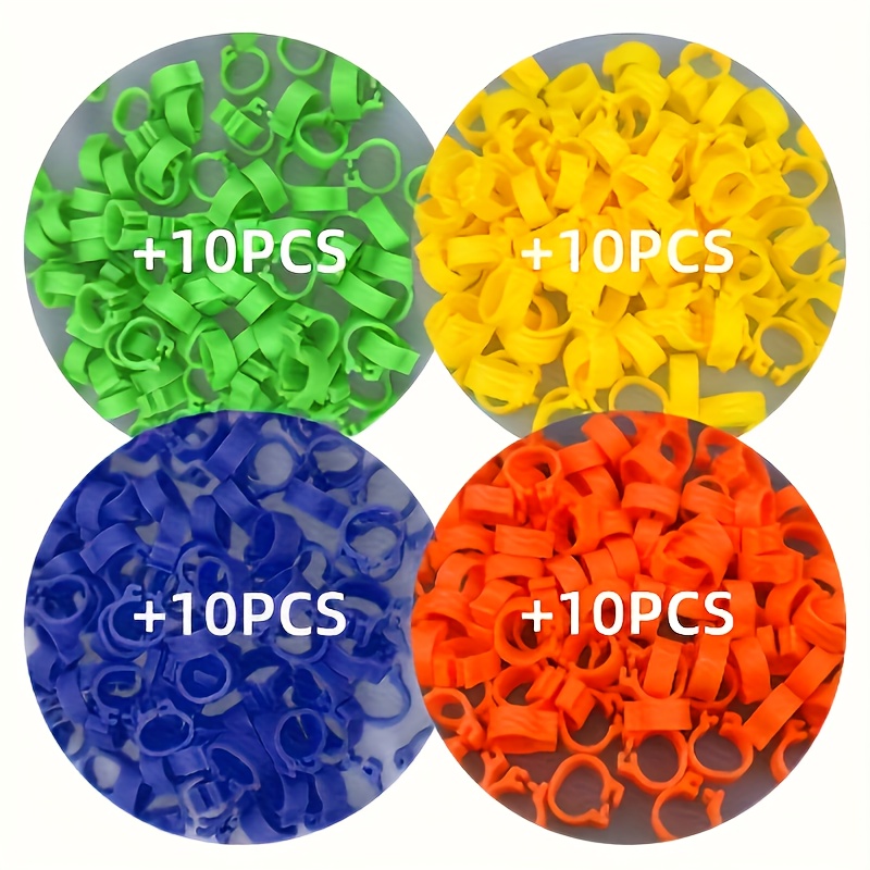 Image of 40pcs Assorted Colors Bird Leg Rings, 8mm Inner Neck, Pigeon Identification Clasp, Parakeet Leg Bands, Universal Bird Foot Rings, And Remove Design, Plastic Material, Pet Supplies - Bird Toys