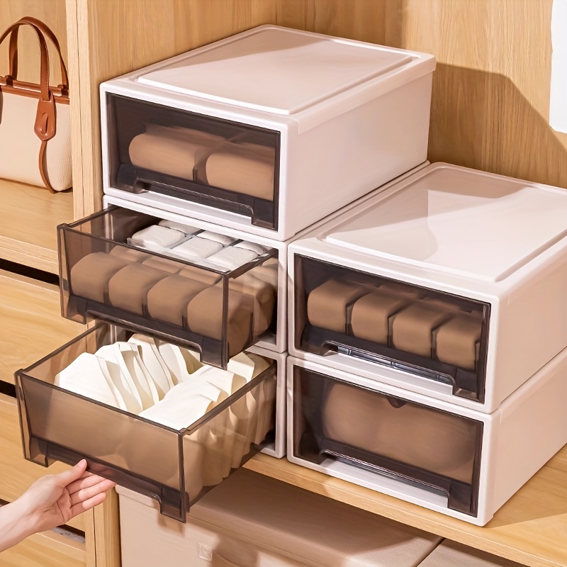 3 layer stackable pp plastic drawer cabinet transparent large capacity storage organizer for underwear socks clothes space saving multi functional for wardrobe bathroom   assembly durable lightweight storage drawer units