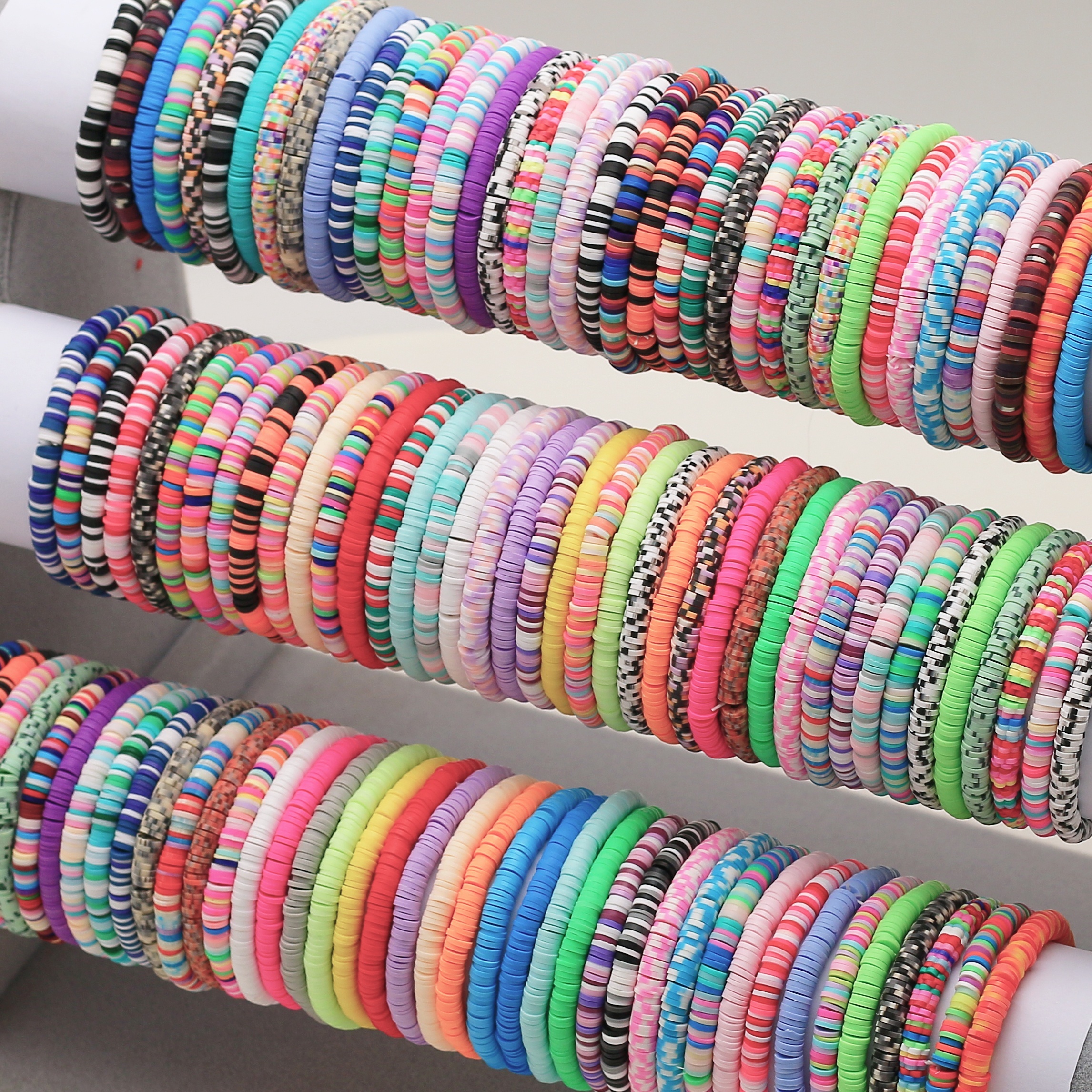 

10pcs Soft Clay Bracelets - Colorful Jewelry For Men Assorted Varieties