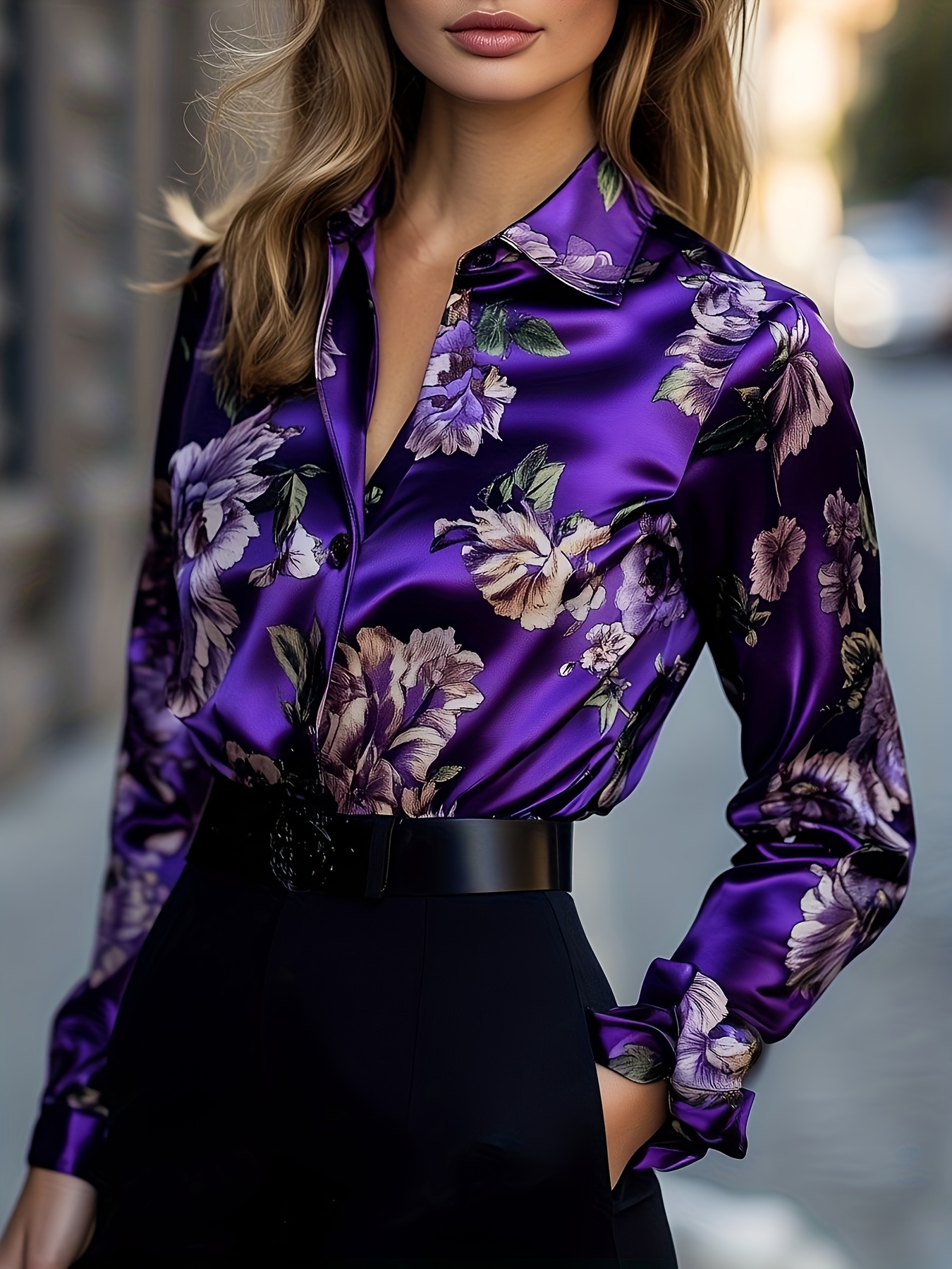 camisa tela terciopelo en lila elegante casual Temu Ecuador