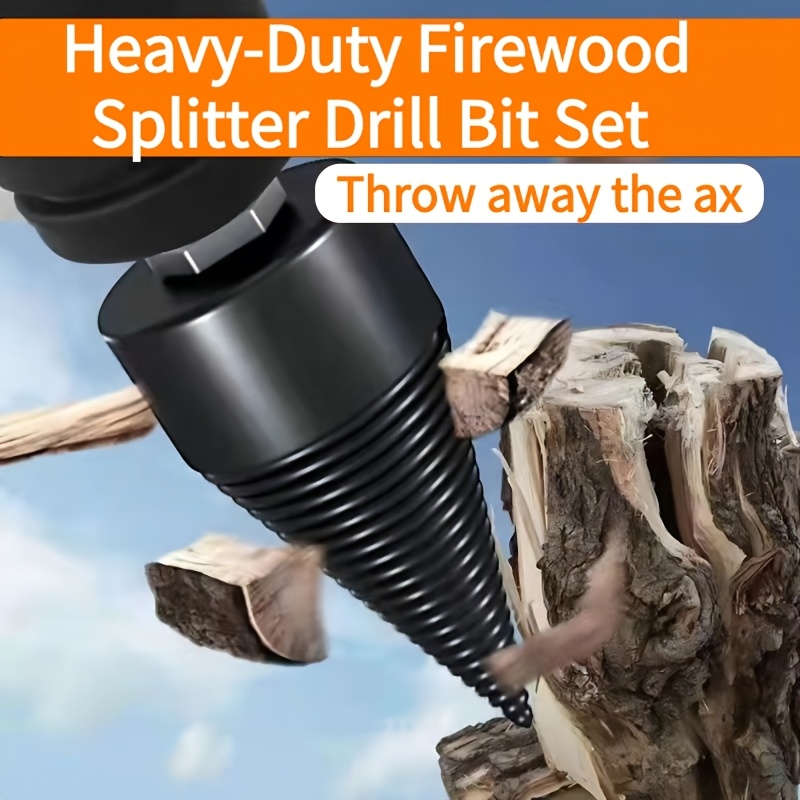 

Efficient Firewood Splitting Tool Set - & Drill Attachment With 1 Drill Bit And 3 Handles, Hex Shank