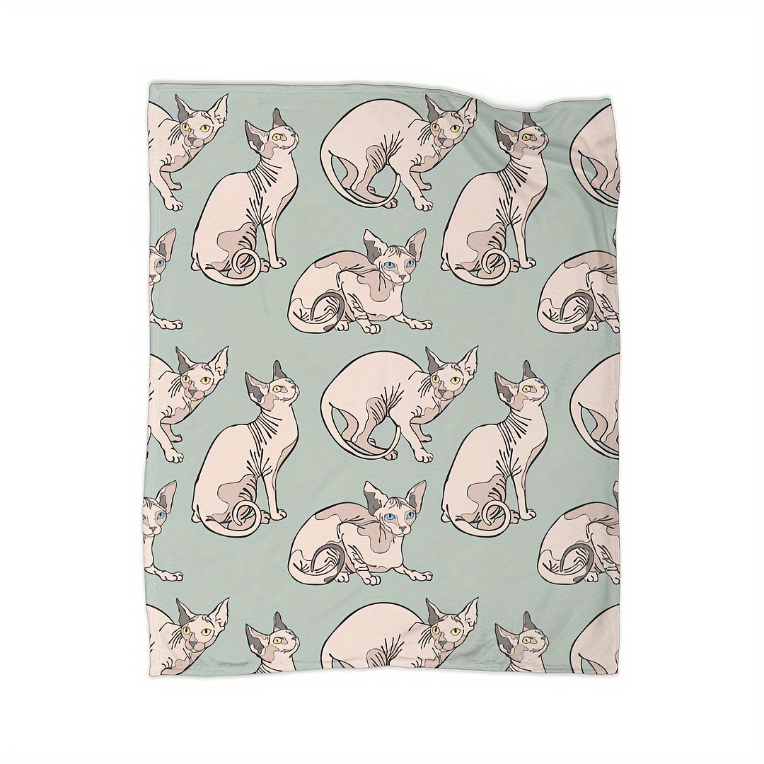 

Sphynx Cat Mint Green Plush Blanket - Ultra-soft, Warm Fleece Throw For Bed, Sofa, And Living Room
