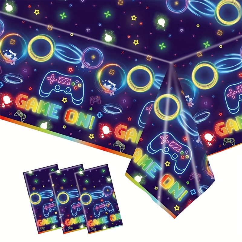 1pc rainbow gamemad tablecloth game themed party decoration supplies disposable rectangular tablecloth suitable for party decoration supplies