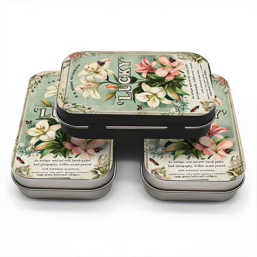 caixa de armazenamento de metal com estampa de -do-vale vintage - organizador retangular de ferro durável com floral, multiuso para joias, , cartões e pequenos enfeites - presente para , adequado para escritório e caixas de joias