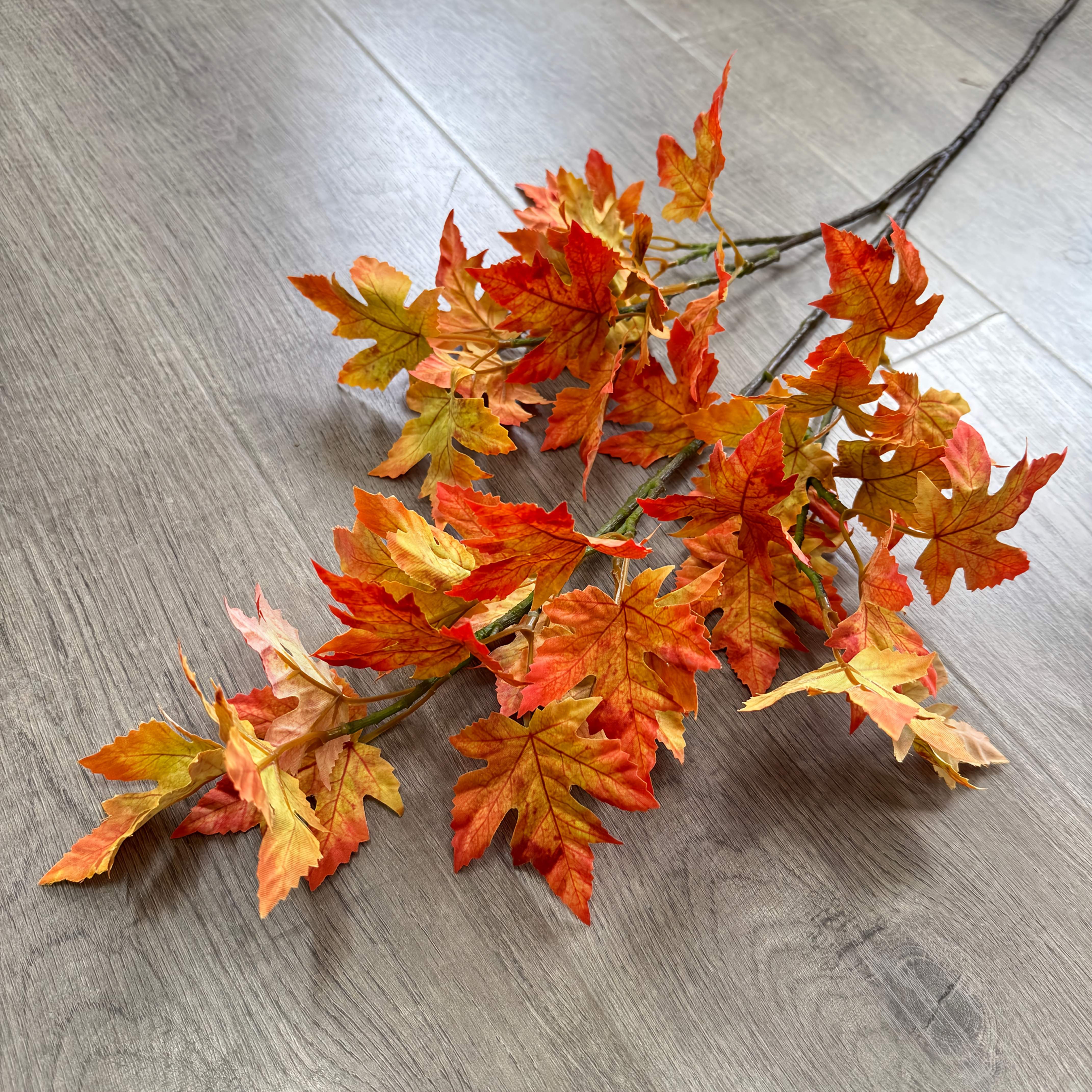 1pc 42.52 Inch Artificial Silkyy Maple Leaf Branch Autumn Decor, Autumn , Wedding Bouquet Table Centerpiece, Thanksgiving Christmas New Year Decorations