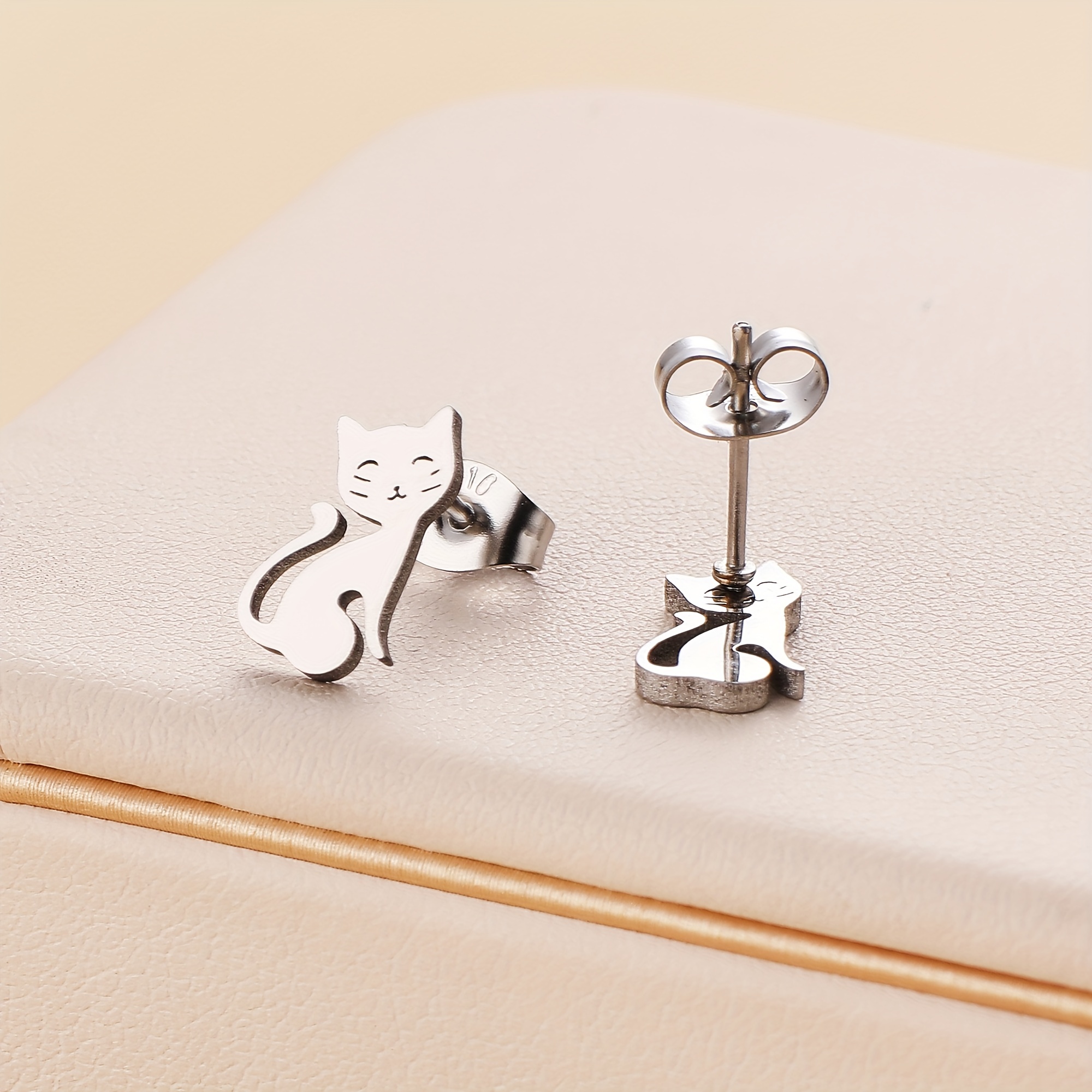 Halloween Cat 316l Stainless Steel Women's Stud Earrings