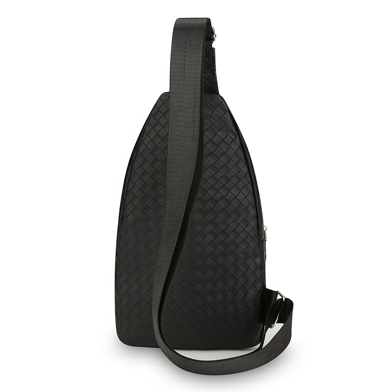 Sac de Poitrine Homme — Tressé Cuir PU Multicompartiments Sac de poitrine pour homme, sac bandoulière en PU pour homme, sac à bandoulière décontracté multi-compartiments, sac à dos léger pour les trajets quotidiens