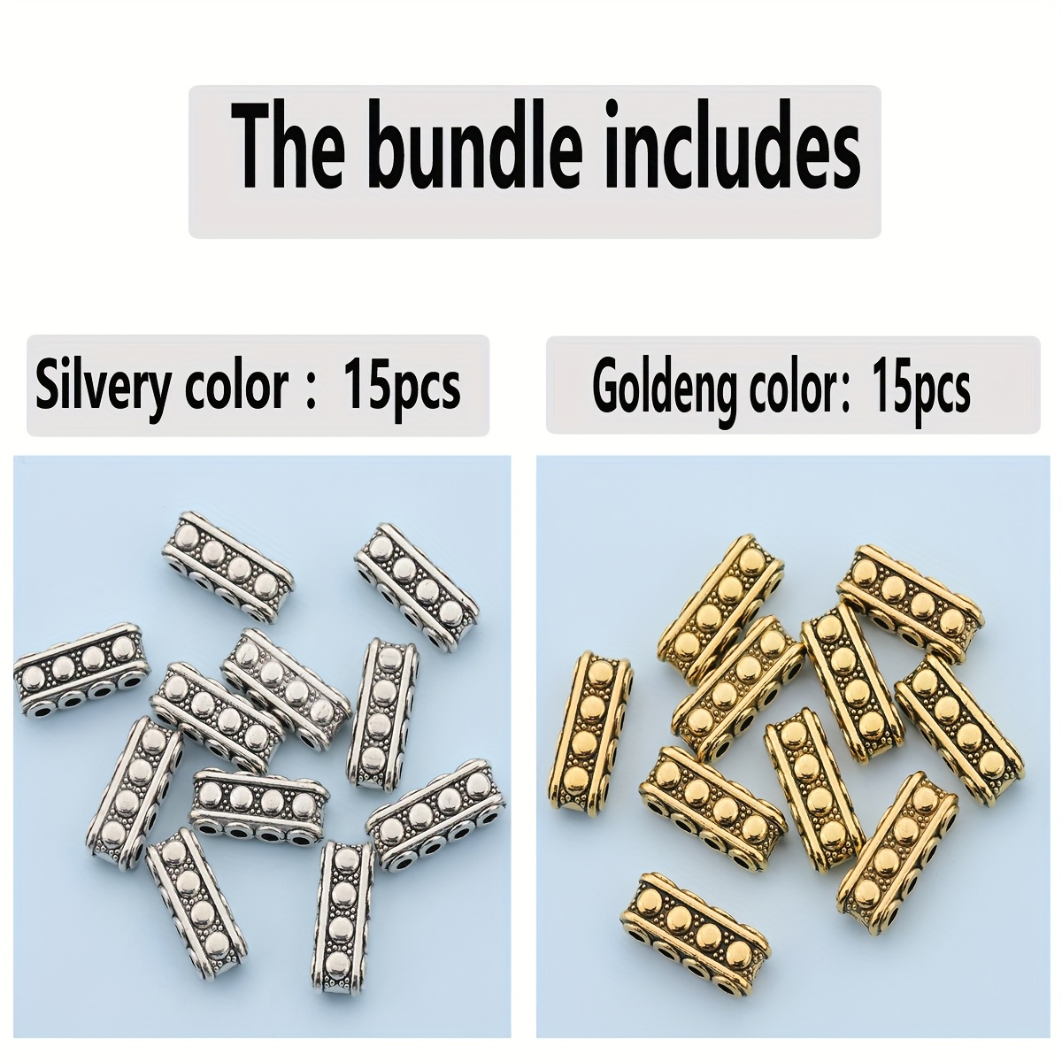 E-shop 30 Stück/15 Stück Vierreihige Lochverbinder, 17 mm rechteckige mehrlochige lose Abstandshalter-Perlen, runde Loch lange Abstandshalter-Perlen,
