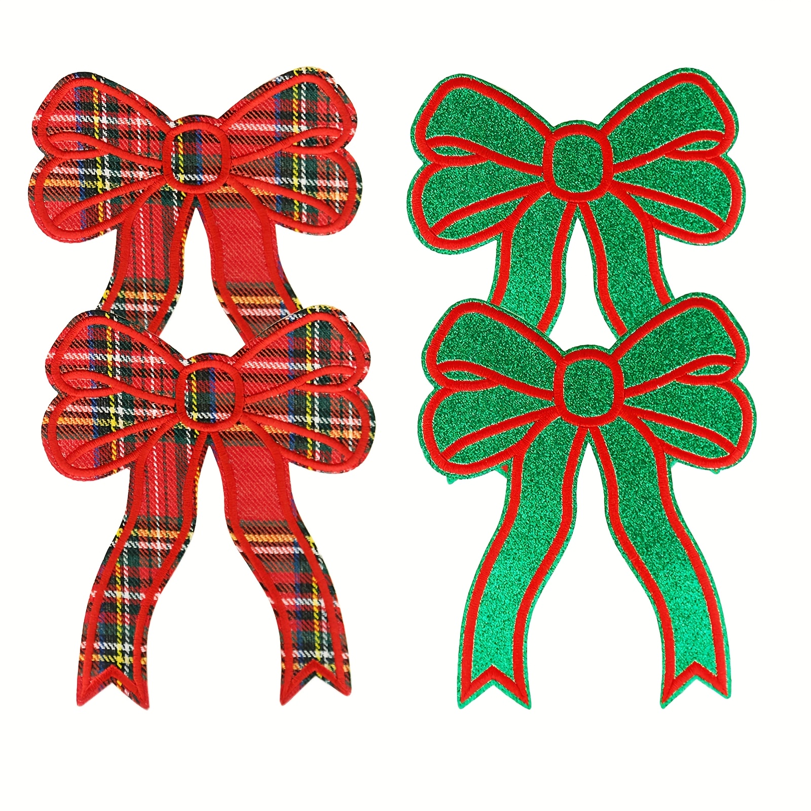 

Giurkuu Festive Bow Patches For Sweatshirts - 1 Pair, Green Glitter & Red , Iron-on/sew-on Appliques, Diy Hoodie, Jeans, Jacket Decorations