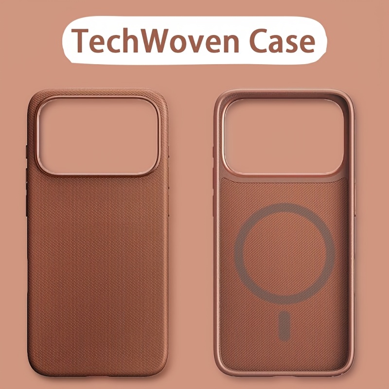 TEMU Phone Case - 2pcs Set [1 Phone 1 Cleaning Bag] Luxury Technology Woven Phone Case, Suitable For Iphone 17/16/15/14/13 Pro Max, Supports Magnetic
