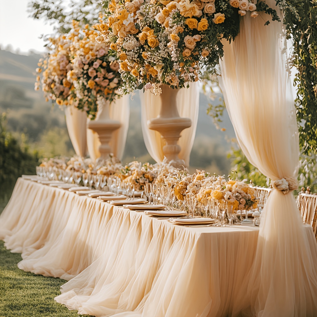 TEMU A Roll Of Extra-long, Cost-effective Soft Champagne-colored Tulle. Bulk Purchase More, With Length Options Available. This Lightweight,