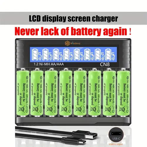 8 section rechargeable battery with aa aaa battery charger 8 section led battery charger with 4 aa 2800mah aaa 1100mah rechargeable batteries combination of rechargeable batteries and battery