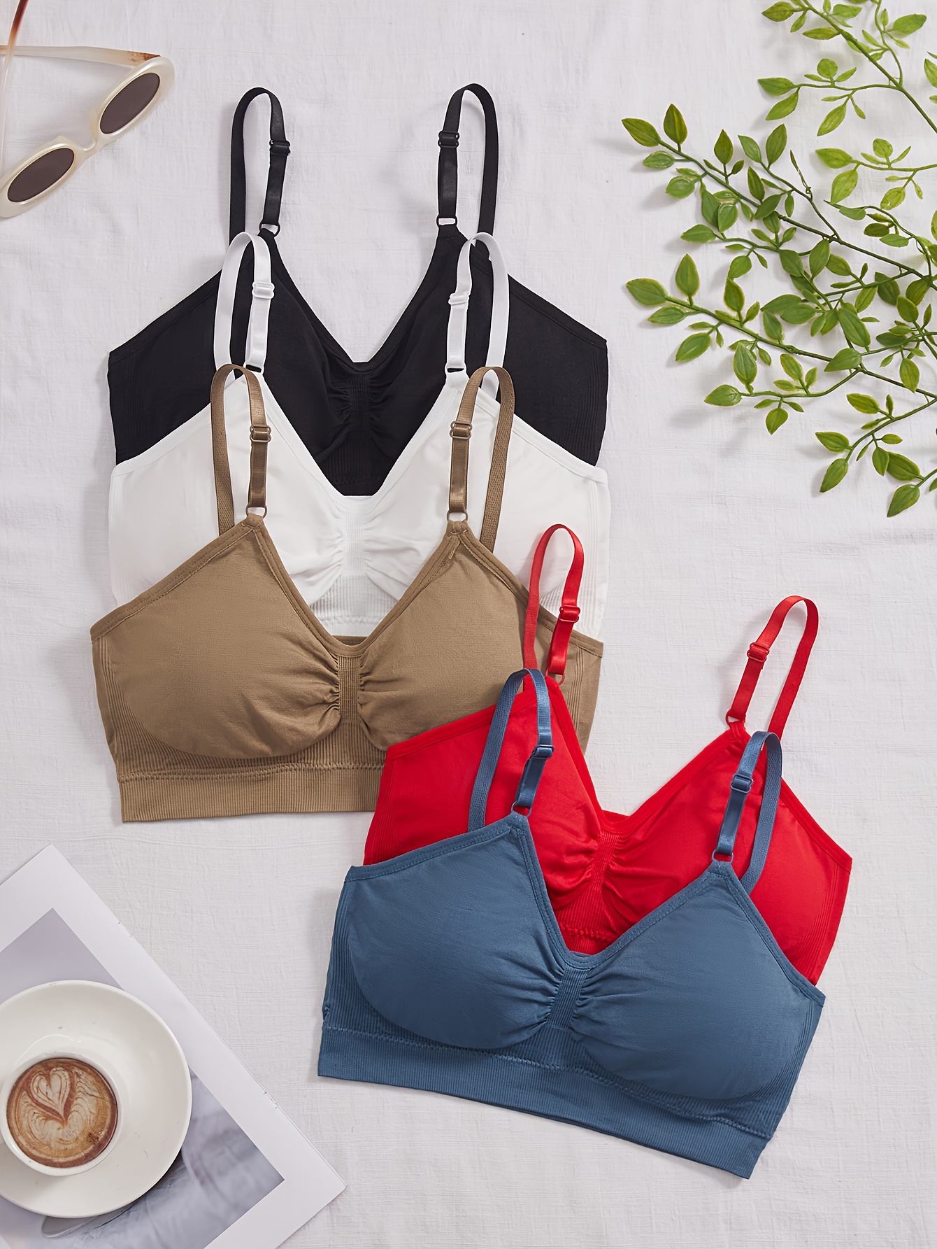 Women's 5pc Seamless Wire-Free Bra Set, Stylish Everyday Lingerie