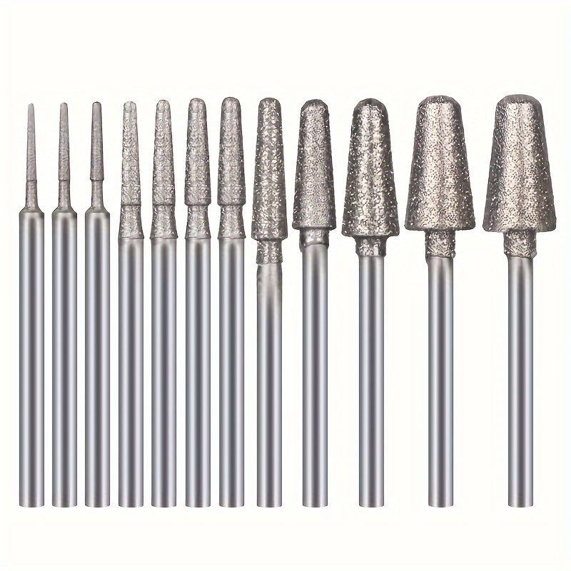 

12pcs Set, Diamond Grinding Head Jade Carving Tool Diamond Grinding Head Carving Polishing Tool Grinding Rod Jade Carving Grinding Needle