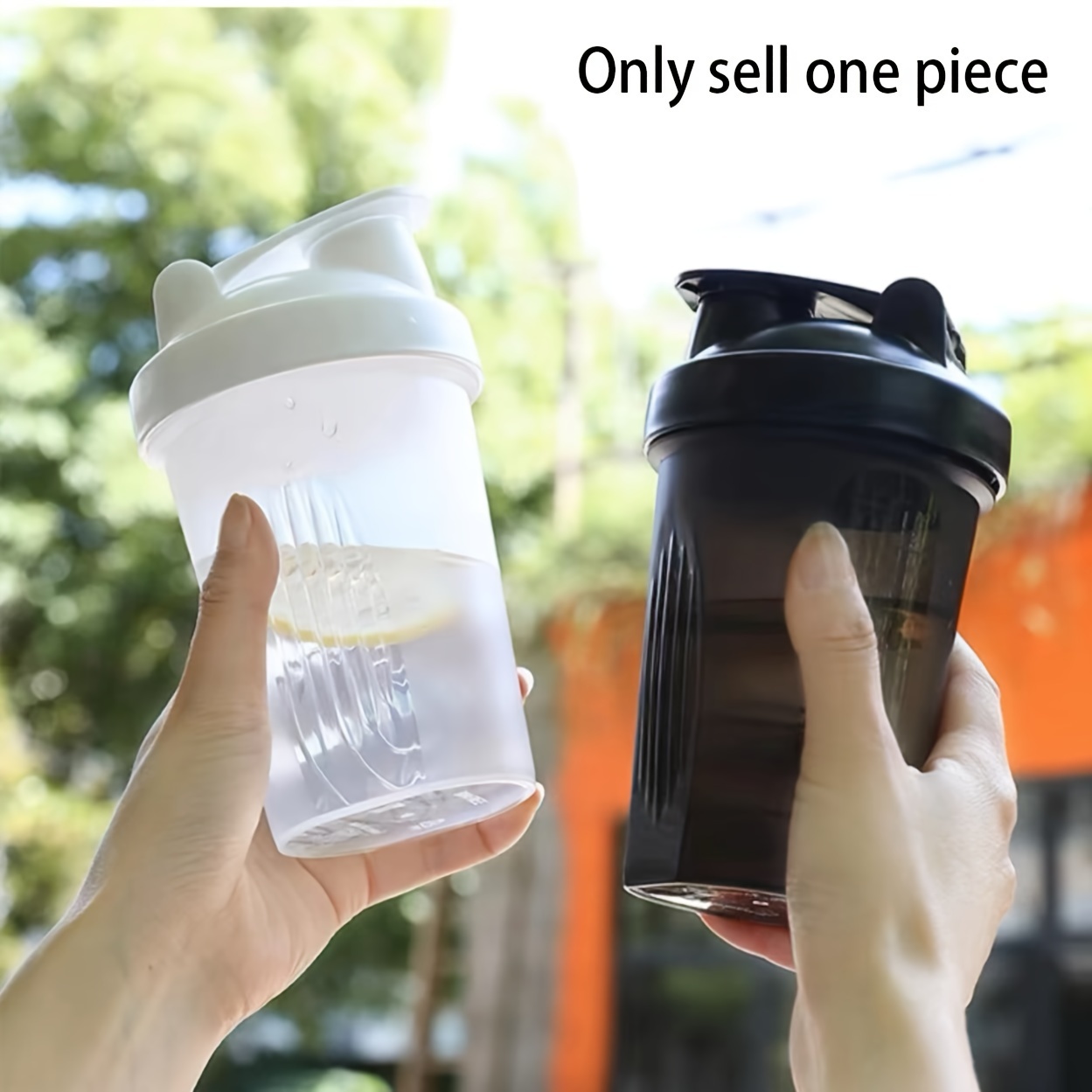 

2 Color Summer Essential Protein Powder Shaking Cup 400ml Milkshake Cup With Scale Plastic Cup, Portable Fitness And Cup