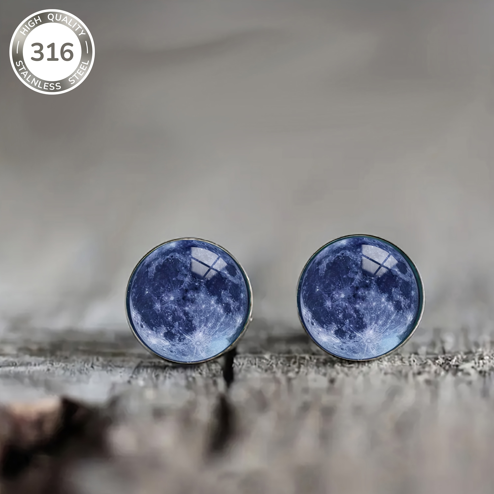 1 Pair Of Broken Moon Pattern Steel Ear Studs, Elegant And Daily And Vacation Ear Jewelry For Men And Women, Christmas Gift
