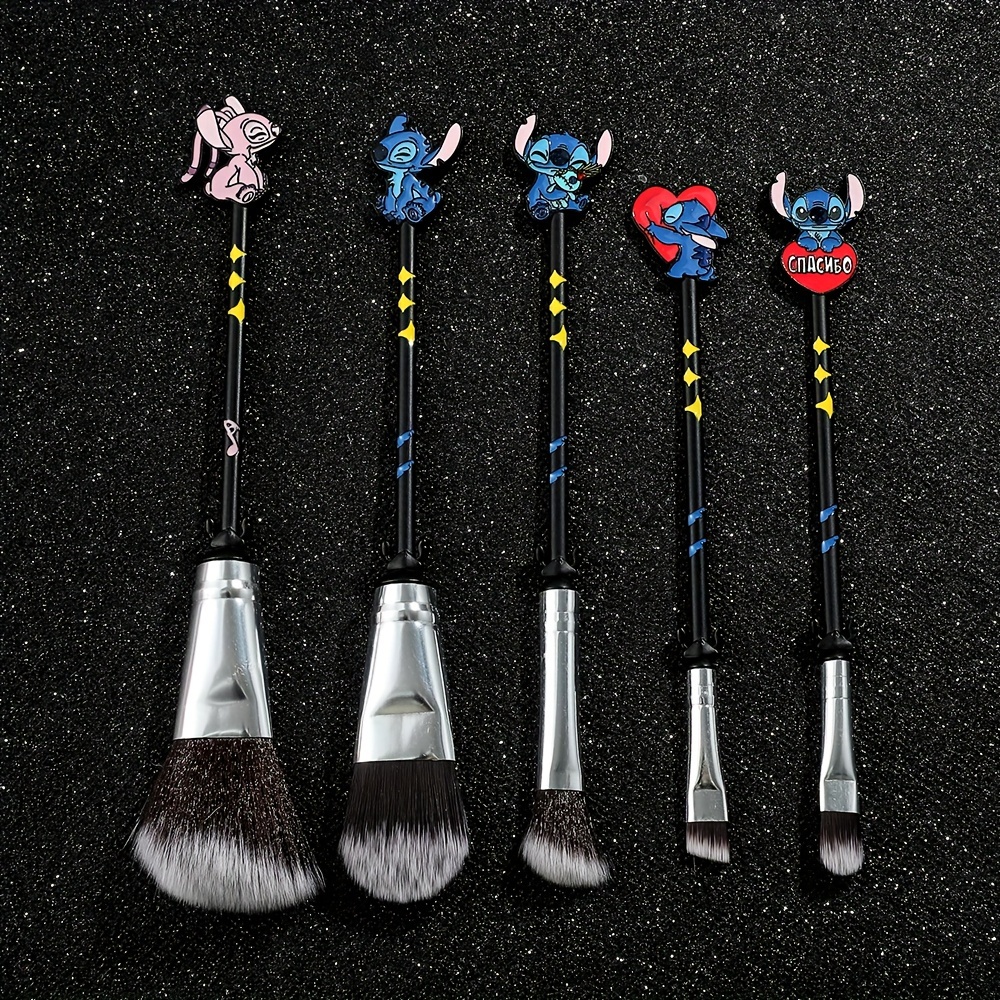 

5pcs/set Stitch Makeup Brushes Set, Soft Fluffy Foundation Blush Powder Eyeshadow Makeup Brushes, Anime Cosmetic Tools, Kawaii Sweet Creative Gift For Women Girls