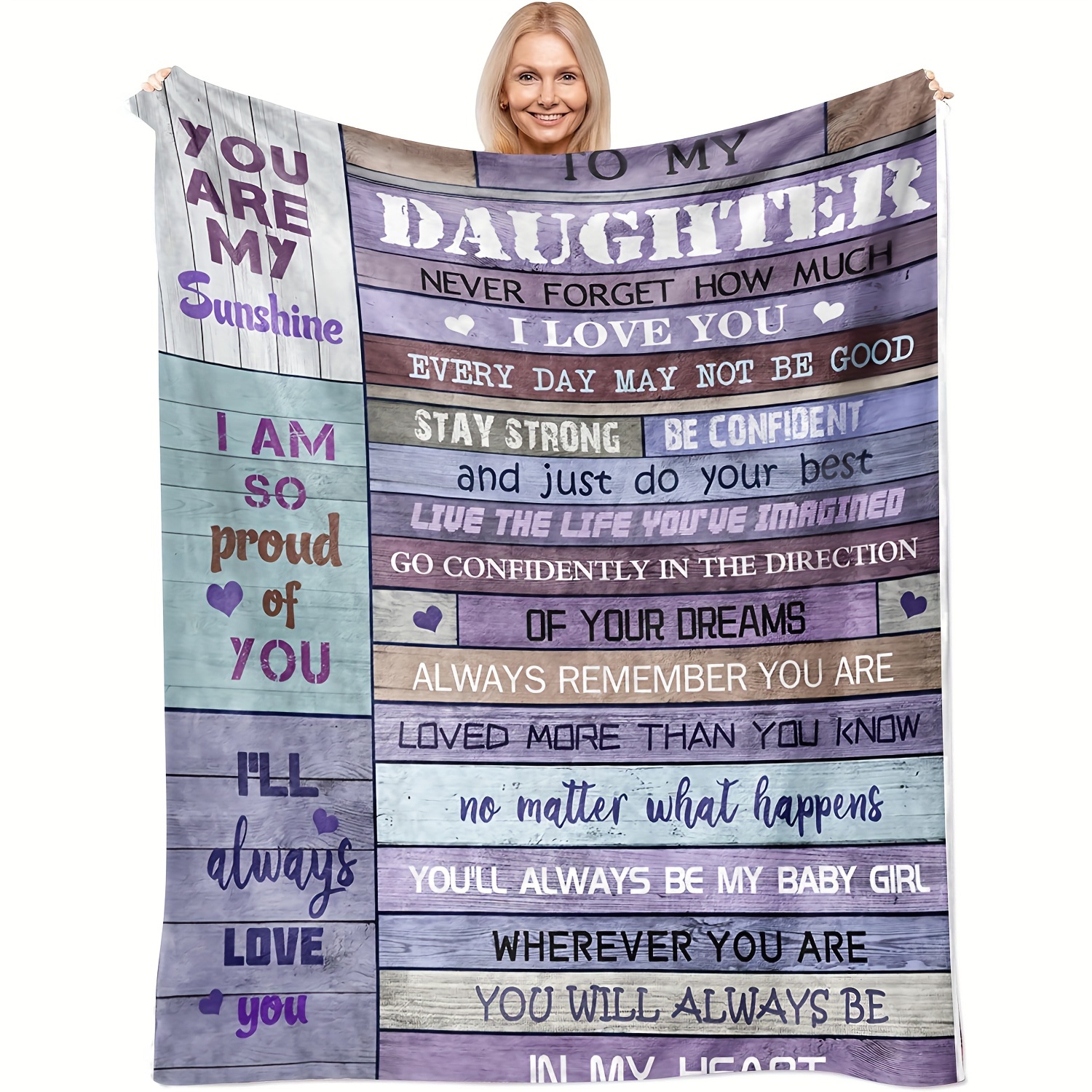 

Inspirational Daughter Flannel Blanket - Printed , Knitted Motivational , Bedding, 200-250g