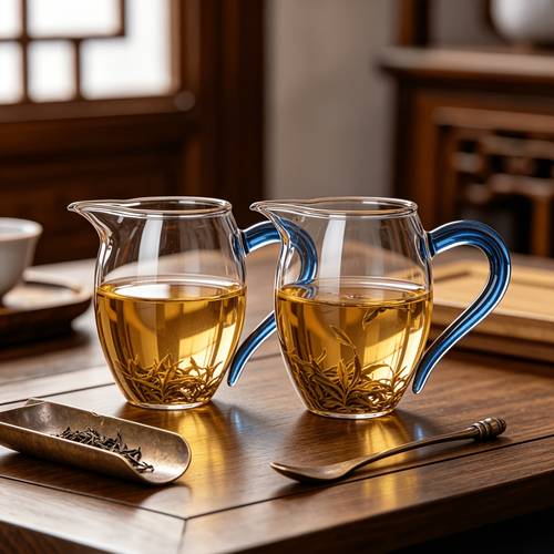 2pcs Fu Tea Set: Heat-Resistant Thickened Glass Gongbei Cup, Tea Sea Filter Tea Separator, Household Tea Set, Thickened Heat-Resistant Transparent Glass Crescent Tea Infuser for Steeping , Water-Separating Tea Cup