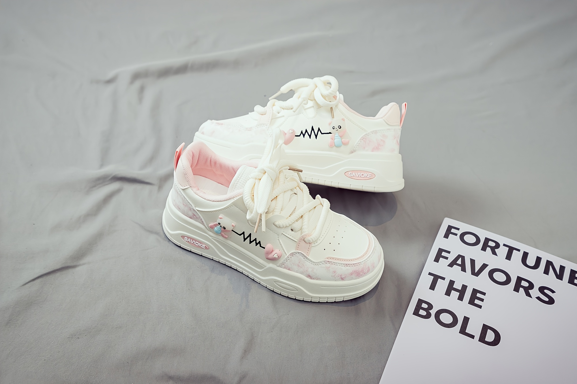 Women's White Platform Sneakers - Chunky Platform Shoes with Upper & PVC Sole, Lace-Up Mid-Top Casual Athletic Wear Suitable for Spring/Autumn, - Comfortable Footwear, Women Shoes