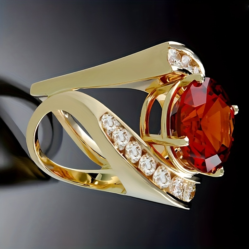 Eleganter Kupferring mit roten Zirkonia-Steinen und Ziersteinen | Perfekt für jeden Tag, als Valentinstagsgeschenk, modischer Damenschmuck, Jahrestags-, Verlobungs- oder Brautring, besonderes Geschenk für sie | Stilvoller Schmuck | Zirkonia 3