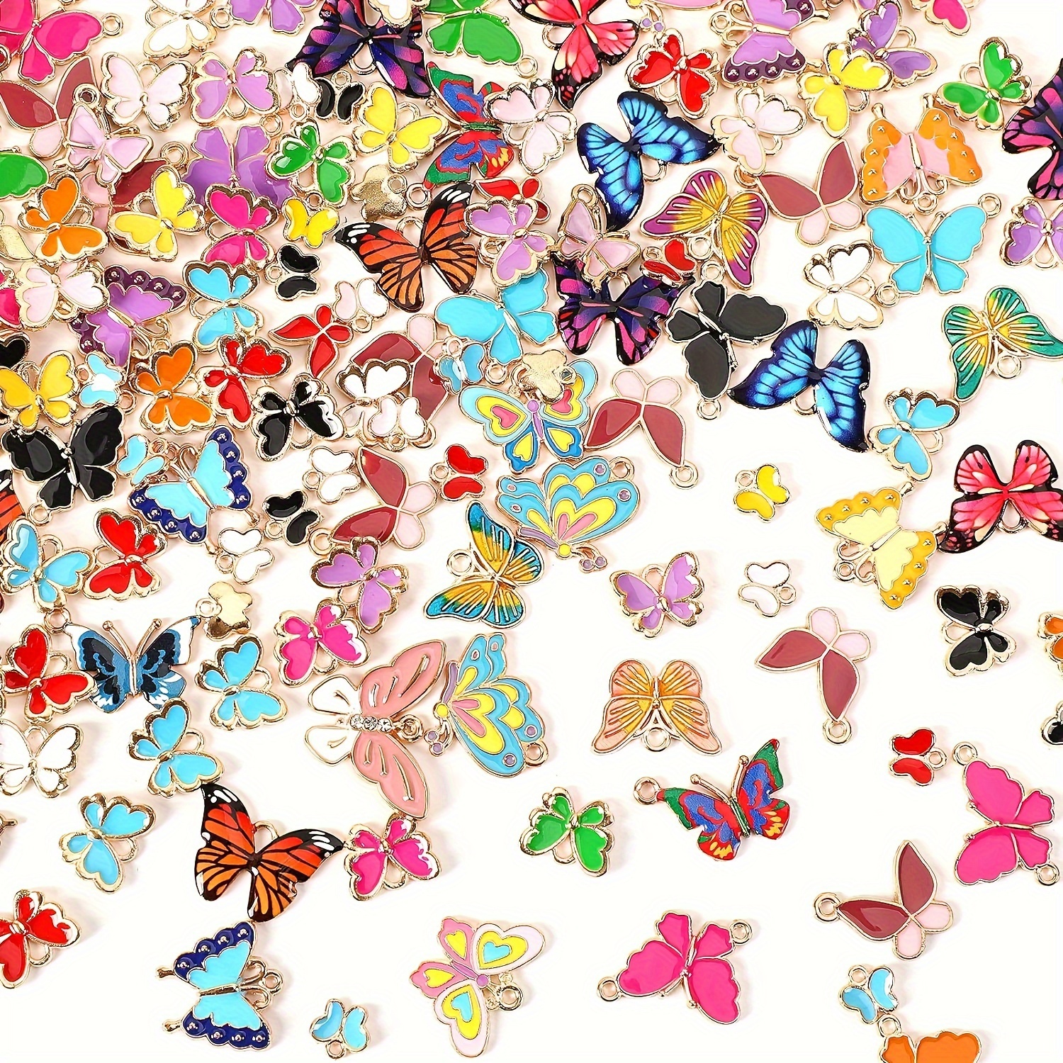 

50pcs Mixed Loading Butterfly Charms For Jewelry Making, Assorted Alloy Butterfly Pendants For Diy Necklace Bracelet Earrings Making