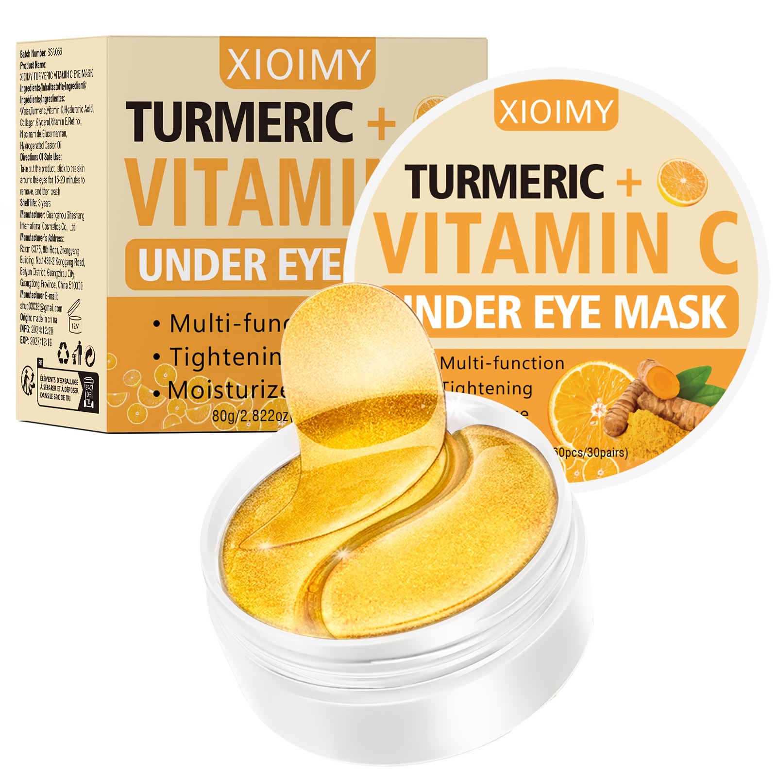 Image of 60pcs Turmeric And Vitamin C Eye Mask, Powerful Moisturizing, Making Eye Delicate And Firm, Eye Skin , Bidding Farewell To And Dullness, Eye Care, Vitamin C Eye Mask