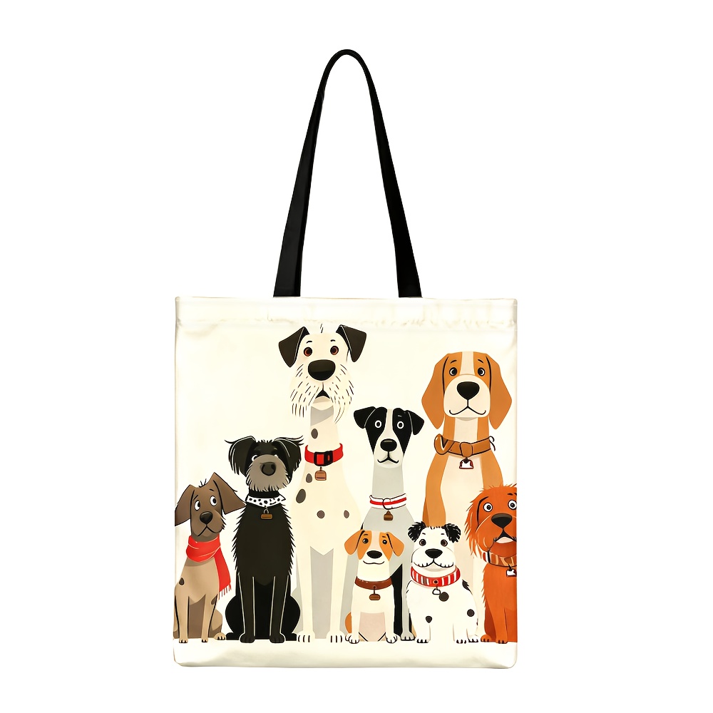 TEMU Borsa Tote da Donna con Stampa Motivo Cane , Design con Stampa su , Borsa da Viaggio in Tela Riutilizzabile di Grande Capacit�, Elegante Borsa a
