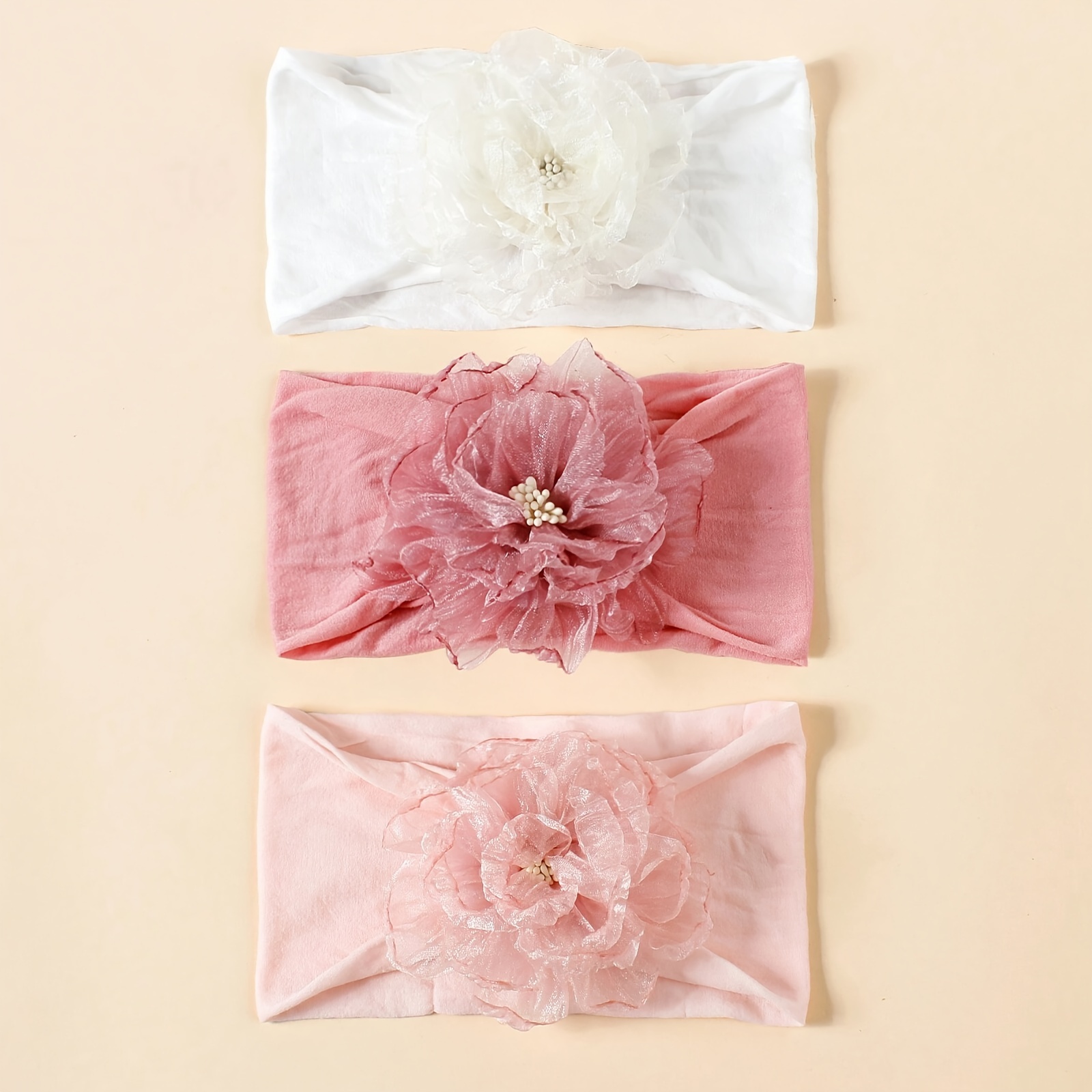 3pcs Chiffon Decor Nylon Headband, Hairband, Photograph Decor Hair Accessories