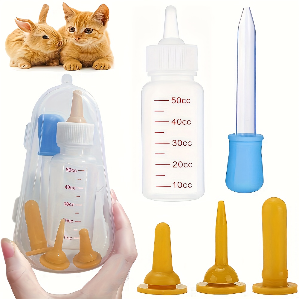 Newborn Kitten and Puppy Feeding Set - Soft Pet Feeding Bottle with Transparent Case, Clean and Portable