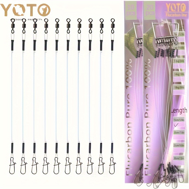 

Yoto 100% Fluorocarbon Fishing Line Fishing Rod Fluorocarbon Line With Rolling Swivel And Quick Lock Pressure Test 7-18kg Fishing Line 10/20pcs