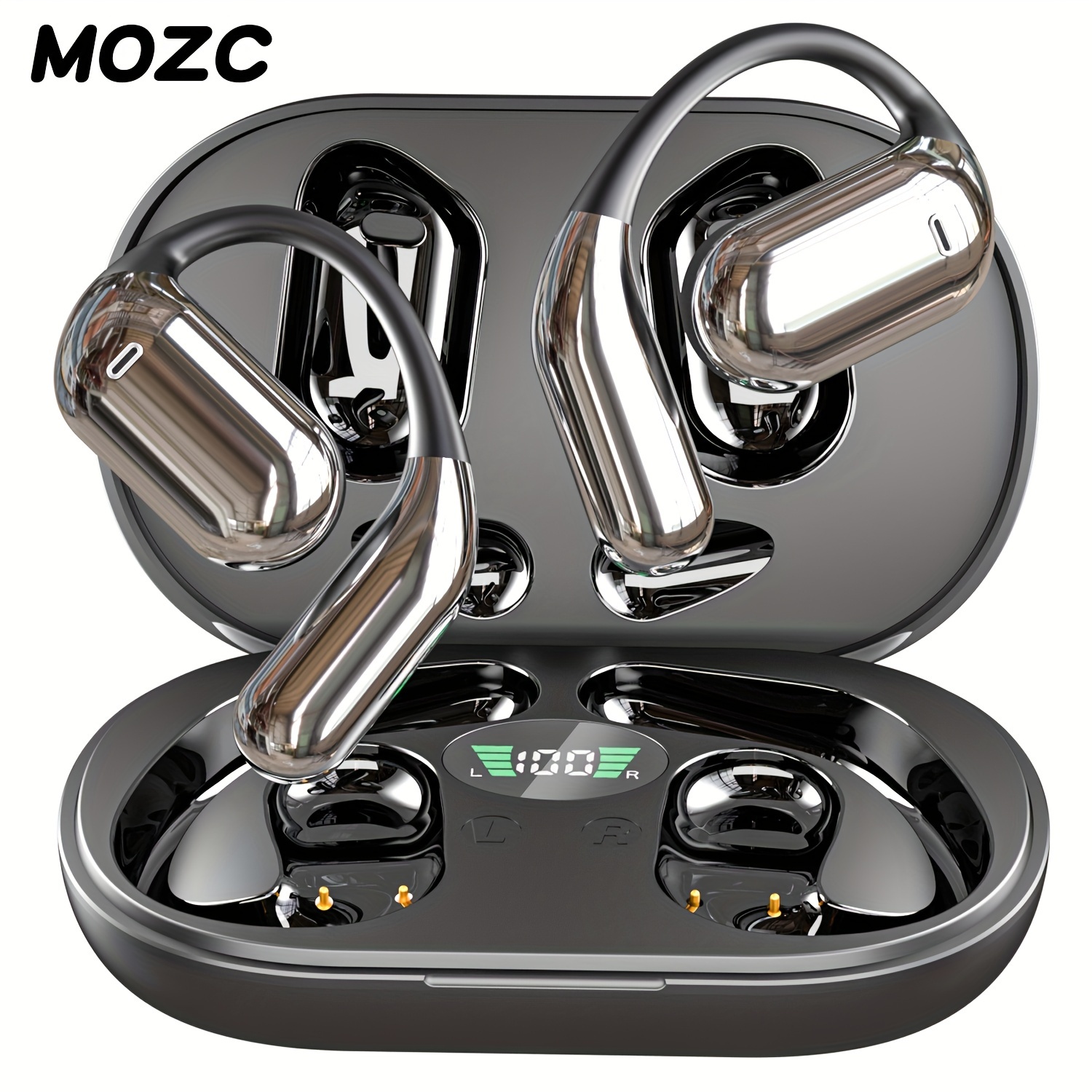 

Mozc Wireless Headphones Volume Ear -in 50h Display Charging Box Running