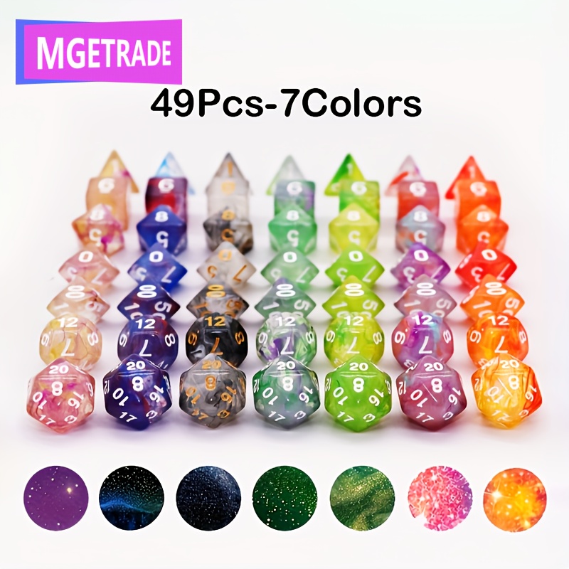 Set De 7 Dés Numériques Polyédriques (D4, D6, D8, D10, D12, D20) - Acrylique, Neuf